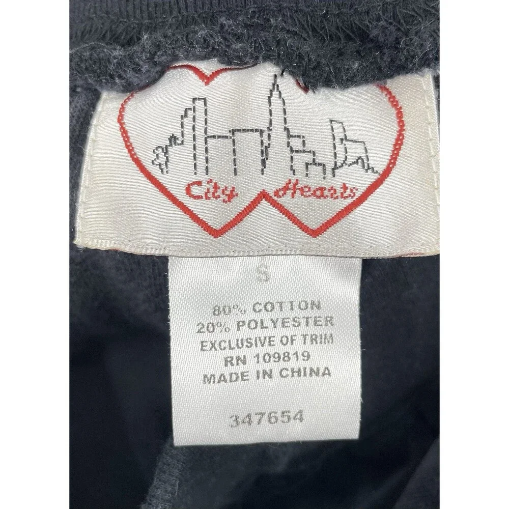 City Hearts Velour Lounge Pants Women’s Black Y2K Pull On Wide Leg M Pockets